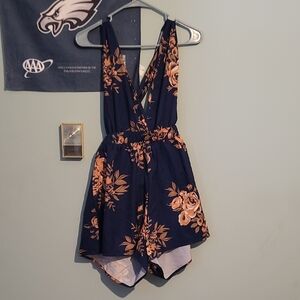 Floral Navy Romper